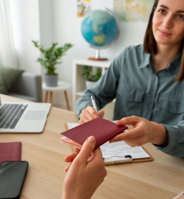 high-angle-woman-working-as-travel-agent_23-2150455568